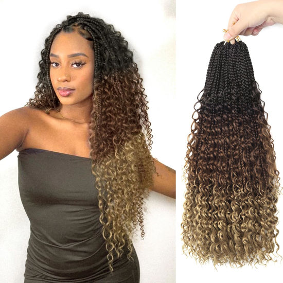 Picture of Goddess Box Braids Crochet Hair With Curly Ends 20 Inch Bohomian Box Braids Crochet Braids 8 Packs 3X Crochet Braids Synthetic Braiding Hair Extension for Black Women (20 Inch (Pack of 8), 4-30-27)……