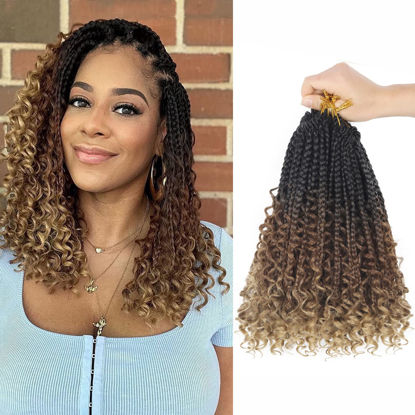 Picture of Goddess Box Braids Crochet Hair With Curly Ends 10 Inch Bohomian Box Braids Crochet Braids 8 Packs 3X Crochet Braids Synthetic Braiding Hair Extension for Black Women(10 Inch (Pack of 8), M1B 30 27)…