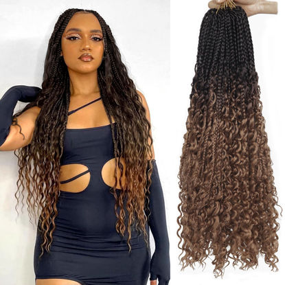 Picture of Goddess Box Braids Crochet Hair With Curly Ends 24 Inch Bohomian Box Braids Crochet Braids 8 Packs 3X Crochet Braids Synthetic Braiding Hair Extension for Black Women (24 Inch (Pack of 8), 4-30)……