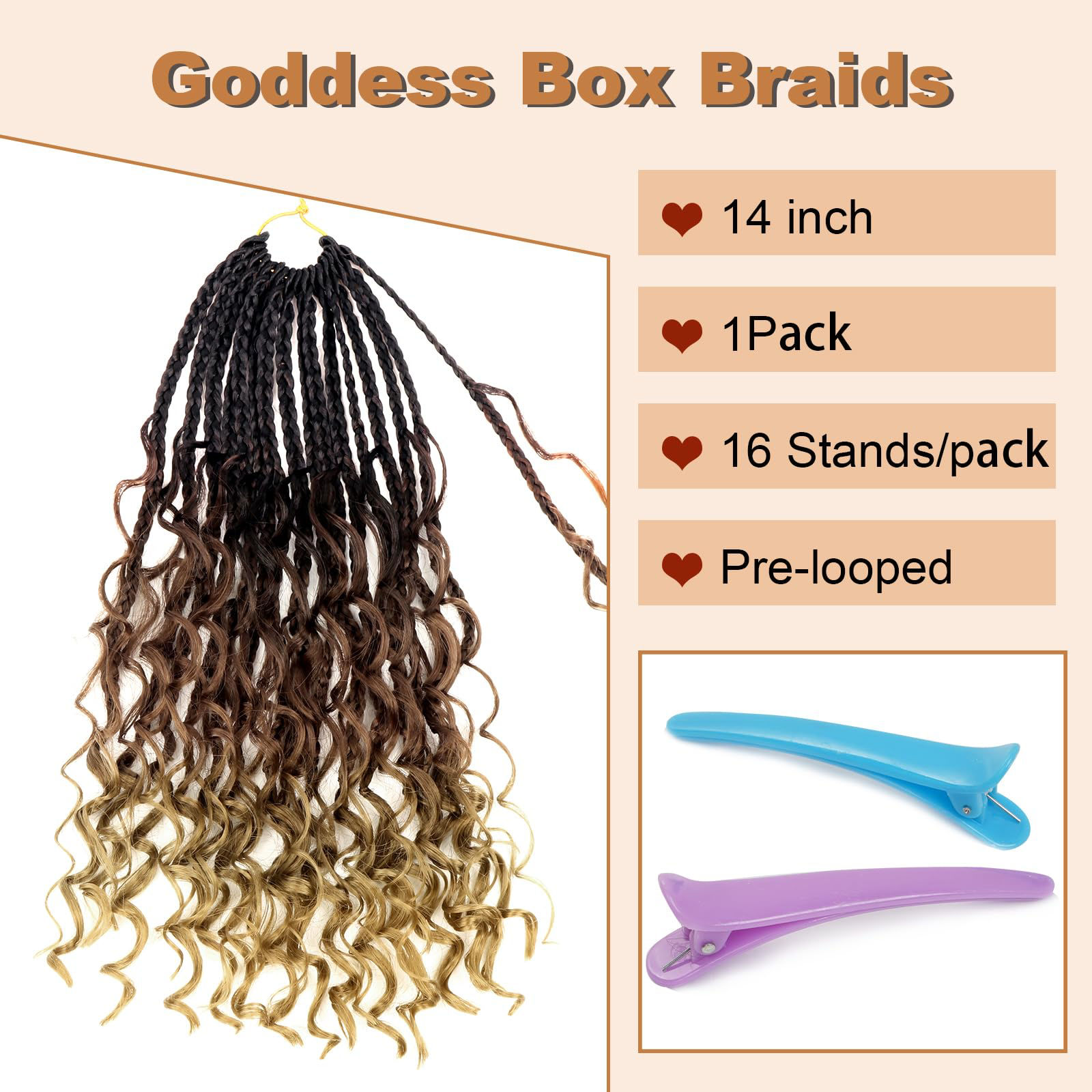 GetUSCart- Goddess Box Braids Crochet Hair With Curly Ends 14 Inch ...
