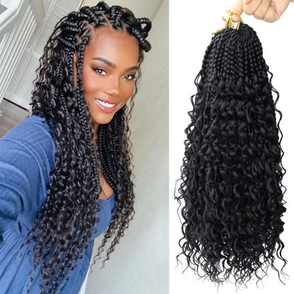 Picture of Goddess Box Braids Crochet Hair With Curly Ends 18 Inch Bohomian Box Braids Crochet Braids 8 Packs 3X Crochet Braids Synthetic Braiding Hair Extension for Black Women(18 Inch (Pack of 8), #1)…