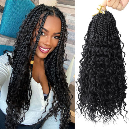 Picture of Goddess Box Braids Crochet Hair With Curly Ends 16 Inch Bohomian Box Braids Crochet Braids 8 Packs 3X Crochet Braids Synthetic Braiding Hair Extension for Black Women (16 Inch (Pack of 8), #1)…
