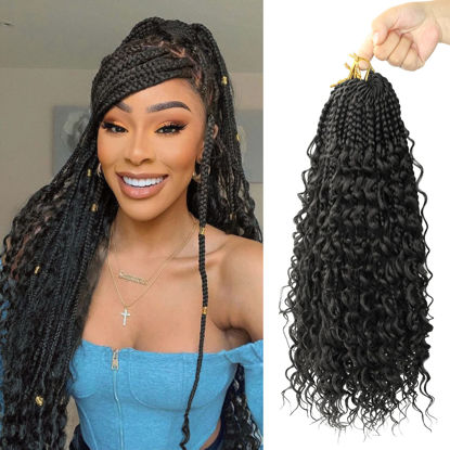 Picture of Goddess Box Braids Crochet Hair With Curly Ends 18 Inch Bohomian Box Braids Crochet Braids 8 Packs 3X Crochet Braids Synthetic Braiding Hair Extension for Black Women(18 Inch (Pack of 8), #2)…