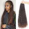Picture of Goddess Box Braids Crochet Hair With Curly Ends 22 Inch Bohomian Box Braids Crochet Braids 8 Packs 3X Crochet Braids Synthetic Braiding Hair Extension for Black Women (22 Inch (Pack of 8), T1B 30)