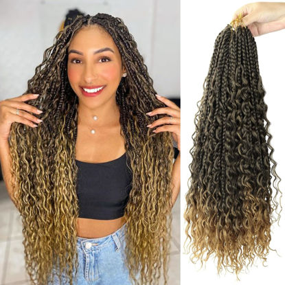 Picture of Goddess Box Braids Crochet Hair With Curly Ends 24 Inch Bohomian Box Braids Crochet Braids 8 Packs 3X Crochet Braids Synthetic Braiding Hair Extension for Black Women (24 Inch (Pack of 8), T27)………