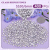 Picture of 400PCS SS30/6mm Crystal Rhinestones (Clear), Bedazzling Flatback Glass Rhinestones for Crafting DIY Nail Art Makeup Decoration, Gems Diomand Charms for Tumbler Shoes Clothing Mug