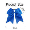 Picture of Cheer Bows, Caenagrion 18 PCS 8" Large Blue Cheer Hair Bows Ponytail Holder Elastic Band Handmade for Cheerleaders Teen Girls College Sports (Blue)