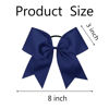 Picture of Cheer Bows, Caenagrion 18 PCS 8" Navy Blue Large Cheer Hair Bows Ponytail Holder Elastic Band Handmade for Cheerleaders Teen Girls College Sports (Navy Blue)