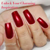 Picture of Born Pretty Pearl Burgundy Gel Nail Polish Dark Wine Red Gel Polish Shimmer Glitter Shiny Scarlet Ruby Pearlescent Nail Polish Mermaid Christmas Gel Nail Art Manicure DIY Gift 15ML