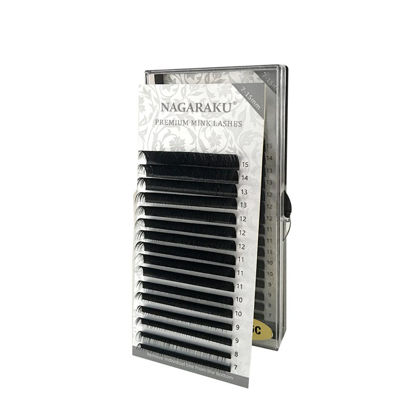 Picture of NAGARAKU Eyelash Extensions Individual Lashes 0.07mm B curl 7-15mm Mix Tray Classic Matte Black Soft Natural Faux Mink 16 rows