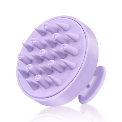 Picture of HEETA Hair Scalp Massager Brush, Updated Hair Shampoo Brush, Wet & Dry Scalp Exfoliator with Soft Silicone Bristles, Head Massager Washing Hair Care Tool for Women Men Kid, Lavender Purple
