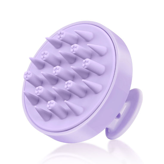 Picture of HEETA Hair Scalp Massager Brush, Updated Hair Shampoo Brush, Wet & Dry Scalp Exfoliator with Soft Silicone Bristles, Head Massager Washing Hair Care Tool for Women Men Kid, Lavender Purple