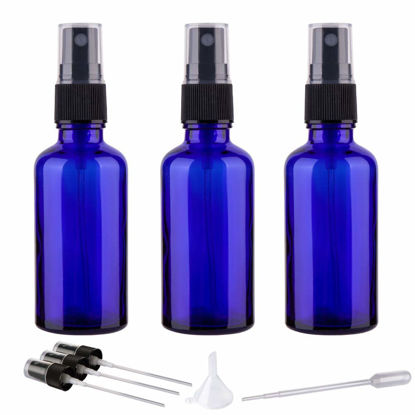 Picture of Hydior 2oz Small Fine Mist Spray Bottles For Essential Oils, Blue Glass Spray Bottle 3 Pack