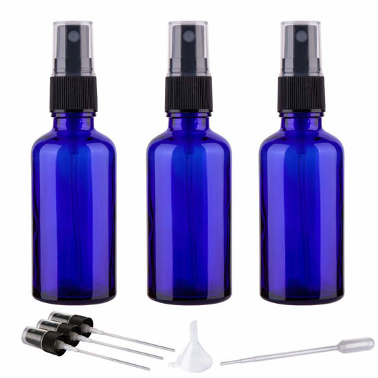 Picture of Hydior 2oz Small Fine Mist Spray Bottles For Essential Oils, Blue Glass Spray Bottle 3 Pack