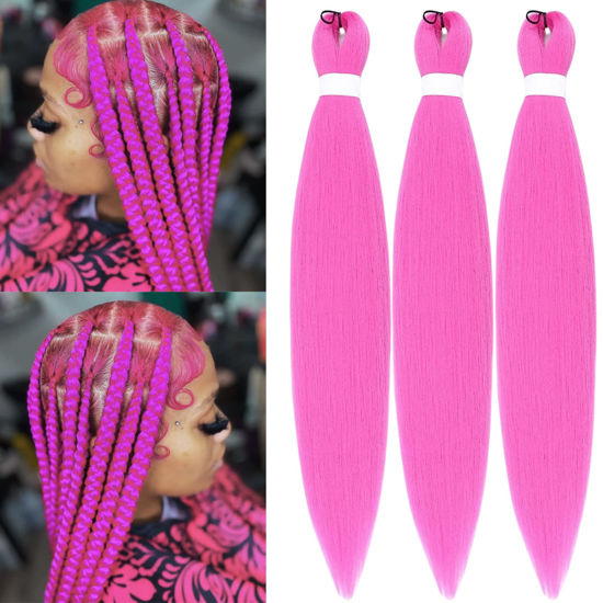 Picture of Periwinkle Neon Pink Braiding Hair Pre Stretched Kanekalon Braiding Hair