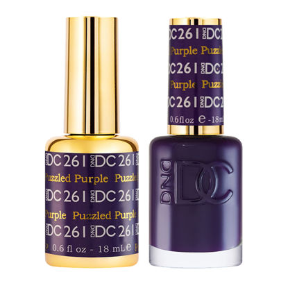 Picture of DND Gel Polish Set - 1 each of Purple Gel Polish and Purple Nail Polish, 261 Puzzled Purple, 0.5 Fl Oz