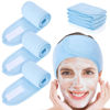 Picture of Whaline Spa Facial Headband Head Wrap Terry Cloth Headband 4 Counts Stretch Towel for Bath, Makeup and Sport (Light Blue)