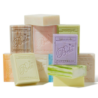 Picture of BELA - Triple Milled Pure Natural Soap Bars - Assorted, 3.3 oz (Pack of 12) - Organic Shea Butter - Rich Creamy Lather - Triple French Milled - Long Lasting - Made in Australia