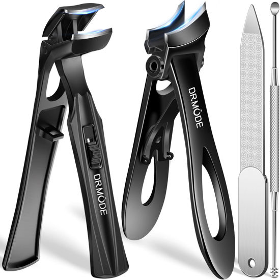 Picture of Toenail Clippers for Seniors Thick Toenails, Slanted Large Nail Clippers for Men Thick Ingrown Nails with Wide Opening, Heavy Duty Angled Head Nail Clipper Cutter with Catcher -Black