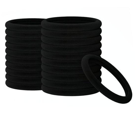 Picture of 2 Inch in Diameter Large Thick Hair Ties No Damage, 60PCS Black Elastic Hair Ties for Women, Cotton Seamless Ponytail Holders, Soft Rubber Bands for Hair,