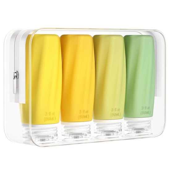 Picture of Morfone Travel Bottles for Toiletries, 3oz Tsa Approved Travel Size Containers Leak Proof Squeezable Travel Accessories Refillable for Shampoo Conditioner Lotion Liquids(Yellow)