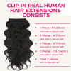 Picture of Lashey Clip in Hair Extensions Real Human Hair, 14 Inch 7pcs 120g #1B Natural Black Body Wave Remy Human Hair Extensions Natural Thick Clip in Hair Extensions for Black Women