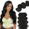 Picture of Lashey Body Wave Clip in Hair Extensions for Black Women, 20 Inch 7pcs 120g Natural Black Remy Human Hair Extensions Thick Hair with Lace Weft Clip Ins