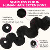 Picture of Lashey Seamless Clip in Hair Extensions Human Hair 9pcs 130g Body Wave Hair Extension 14 Inch #1B Natural Black Soft Natural Human Hair Clip in Hair Extensions with Invisi Edge