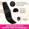 Picture of Lashey Hair Extensions Seamless Clip in Hair Extensions Human Hair Yaki Straight 110g 7pcs Natural Black Clip in Hair Extensions 18 Inch Human Hair PU Clip in Hair Soft and Invisi Edge Hair