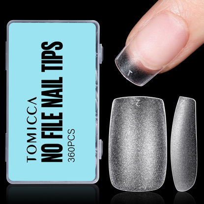 Picture of TOMICCA Short Square Gel x Tips, No File Square Nail Tips Full Matte Cover, 360Pcs Soft Fake Acrylic Nail Tips Square for Home DIY Nail Salon 15 Sizes
