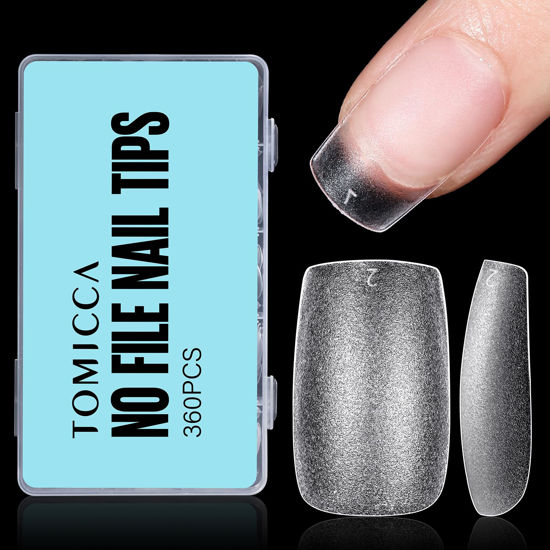 Picture of TOMICCA Short Square Gel x Tips, No File Square Nail Tips Full Matte Cover, 360Pcs Soft Fake Acrylic Nail Tips Square for Home DIY Nail Salon 15 Sizes
