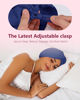 Picture of HFRHTGY Adjustable Silk Satin Hair Bonnet for Sleeping, Double Layer Hair Wrap Sleep Cap Turban for Women Men, Curly Straight Long Large Braid Unisex (Navy Blue 32)