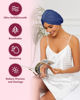 Picture of HFRHTGY Adjustable Silk Satin Hair Bonnet for Sleeping, Double Layer Hair Wrap Sleep Cap Turban for Women Men, Curly Straight Long Large Braid Unisex (Navy Blue 32)