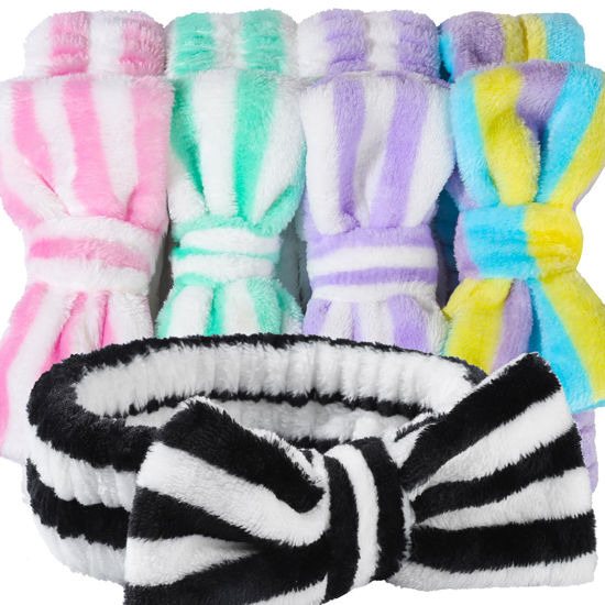 Picture of Teenitor Makeup Headband, Spa Headband For Girls, Bow Headbands, Fluffy Headbands for Washing Face, Make Up Headbands For Skincare
