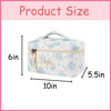 Picture of uekeboag Large Travel Quilted Makeup Bag for Women, Floral Cotton Cosmetic Bag, Coquette Aesthetic Floral Toiletry Organizer Bag (06BlueRose)
