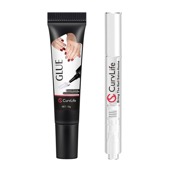 Picture of Curvlife 10g Semi Solid Nail Glue Gel with 5ml Nail Glue Remover Pen, No Need for Uv Light, Gel Glue for Press On Nails, Nail Glue Remover for Nails, Click&Remove Pen