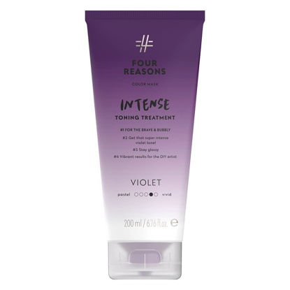 Picture of FOUR REASONS Color Mask INTENSE- Violet - (27 Colors) Intensive Toning Treatment - Color Depositing Conditioner - Semi Permanent Hair Dye for Lightened and Colored Hair- 100% Vegan, 6.76 fl oz