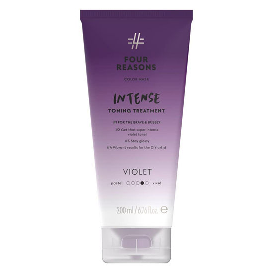 Picture of FOUR REASONS Color Mask INTENSE- Violet - (27 Colors) Intensive Toning Treatment - Color Depositing Conditioner - Semi Permanent Hair Dye for Lightened and Colored Hair- 100% Vegan, 6.76 fl oz