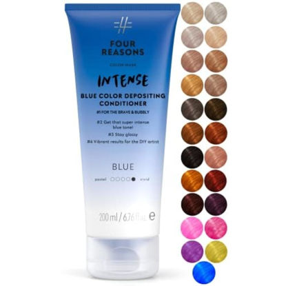Picture of FOUR REASONS Color Mask INTENSE- Blue - (27 Colors) Intensive Toning Treatment - Color DepositingConditioner - Semi Permanent Hair Dye for Lightened and Colored Hair- 100% Vegan, 6.76 fl oz