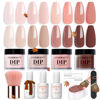 Picture of AZUREBEAUTY Dip Powder Nail Kit Starter, All Season Skin Tone Nude Brown 4 Colors Acrylic Dip Powder Liquid Set with Base/Top Coat Activator for French Nail Art Manicure DIY Salon Gifts