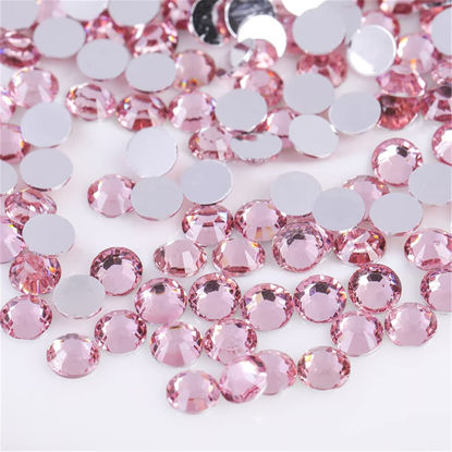 Picture of 500 Pieces SS30 6mm Flatback Rhinestones Clear Glass Round Gems Crystals for Nail Art DIY Crafts Clothes Shoes Bags （Light Pink）