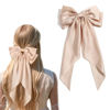 Picture of Big Bow Barrettes and Satin Hair Pins with Long Ribbon Tails - Party and Casual Hair Accessories for Women and Girls in Apricot