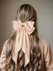 Picture of Big Bow Barrettes and Satin Hair Pins with Long Ribbon Tails - Party and Casual Hair Accessories for Women and Girls in Apricot