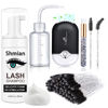 Picture of Shmian Lash Shampoo for Lash Extensions, Lash Fan with 50ml Eyelash Foam Cleanser and 50 Pcs Eyelash Brush and Rinse Bottle Oil Free/Sulfate Free Eyelash Wash Remover For Eyelash Extension Wash, Black