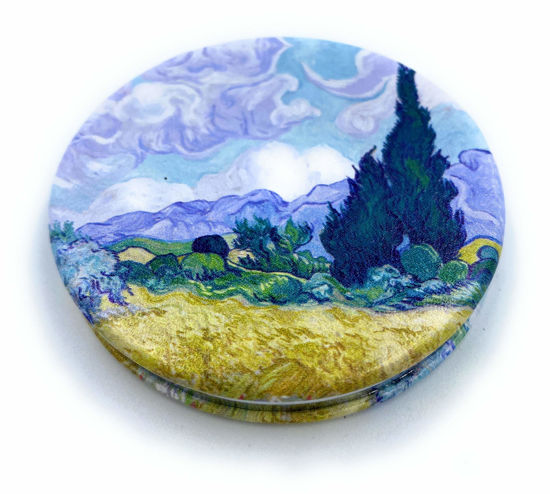 Picture of Aeisage Art Gifts for Women Travel Mirror Van Gogh Handheld Mirror Small Cosmetic Compact Mirror Cute Pocket Mirror Design Print Wheat Field and Cypress, Diameter 2.75 inch x 0.4 inch Thickness