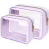 Picture of PACKISM TSA Approved Toiletry Bag - Upgrade Color-Edged Clear Makeup Bag, Unique Appearance, 2 Pack Hold Lots of Items, Reusable Clear Toiletry Bags for Travel Essentials, Purple (2 Sizes)
