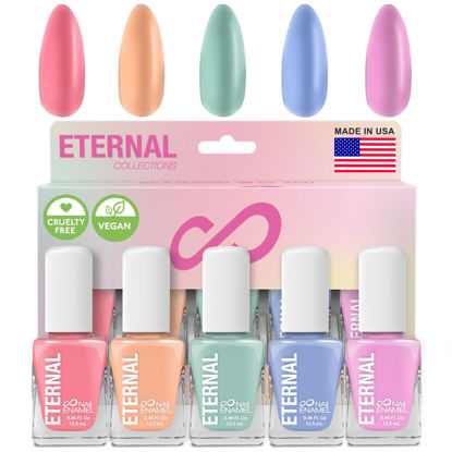 Picture of Eternal Pastel Nail Polish Sets for Women (CANDY PASTELS) - Pastel Nail Polish Set for Girls - Long Lasting & Quick Dry Nail Polish Set for Home DIY Manicure Pedicure - Made in USA, 13.5mL (Set of 5)