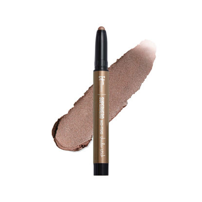 Picture of IT Cosmetics Superhero No-Tug Waterproof Eyeshadow Stick, Super Slate - Metallic Pewter - Longwear, Blendable Cream Eyeshadow with Built-In Primer - Suitable for Sensitive Eyes - 0.05 oz