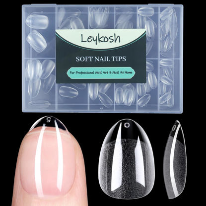 Picture of Short Round Oval Nail Tips, 216pcs Acrylic Fake Nails Soft Gel X Nail Tips, Full Cover Pre-Shaped Matte Clear Press on Nails for Extension, Diy at Home Manicure 12 Sizes
