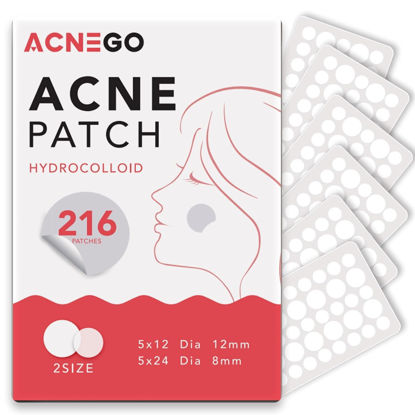 Picture of 216 Counts Pimple Patches for Face, Hydrocolloid Acne Patches Zit Patches for Face Acne Spot Treatment Patch Cystic Acne Treatment Stickers Blemish Hydrocolloid Patches for all Skin Type
